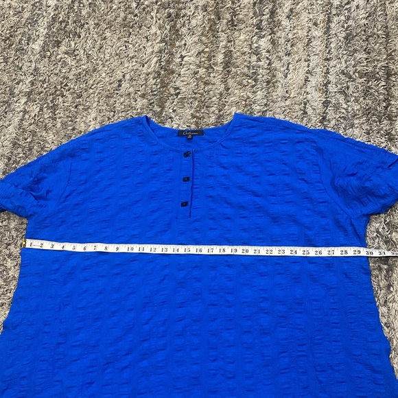 Calessa Blue Textured tunic 3/4 sleeve Top with pockets sz 3X - Picture 6 of 9